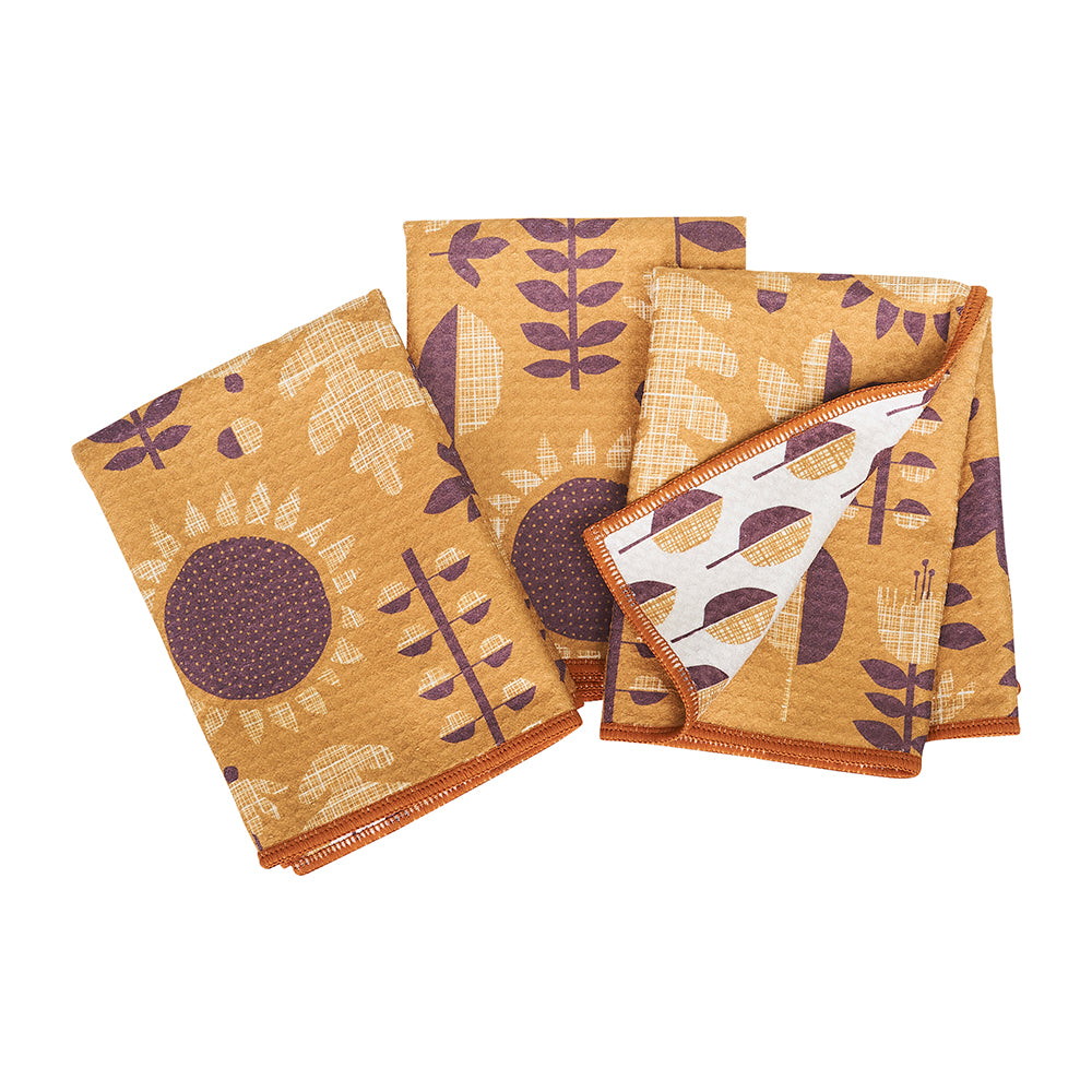 Mighty Mini Towel (Set of 3) Reversible - HJ Mod Sunflower Kitchen Towels Once Again Home Co. New Gold  