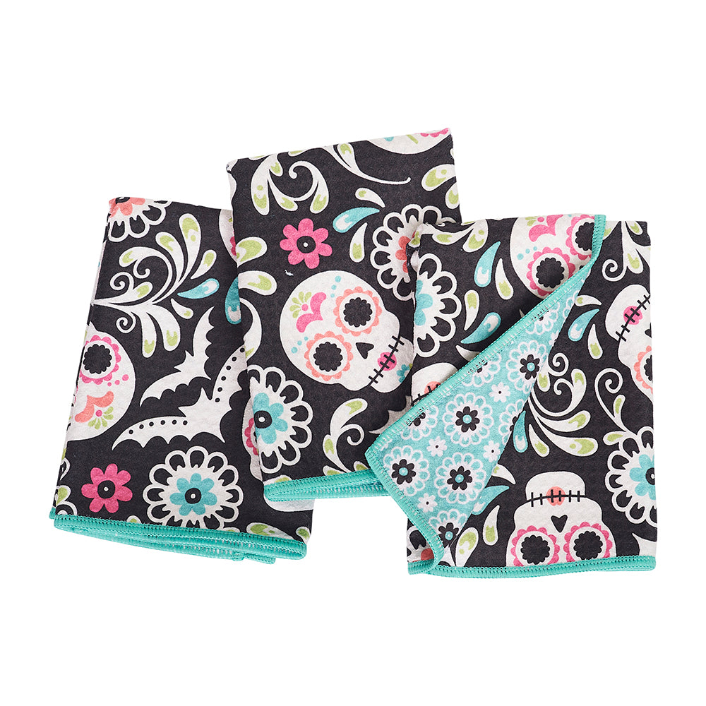 Mighty Mini Towel (Set of 3) Reversible - HJ Sugar Skull Kitchen Towels Once Again Home Co. Black  