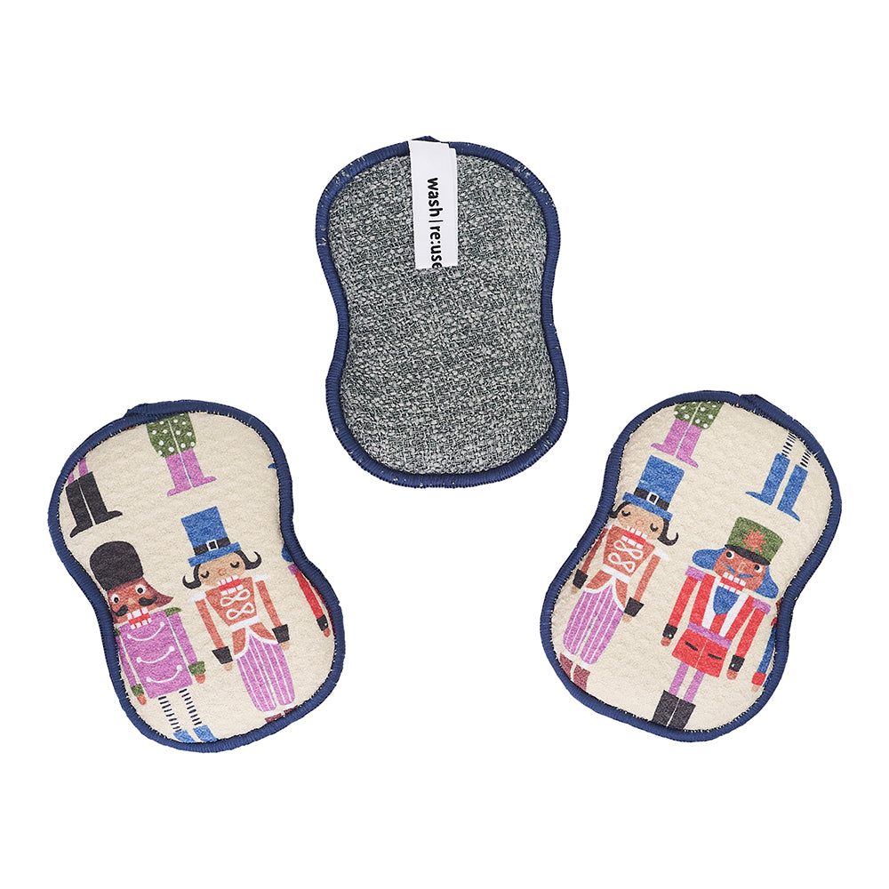 Assorted RE:usable Sponges (Set of 3) - Nutcracker Sponges &amp; Scouring Pads Once Again Home Co.   