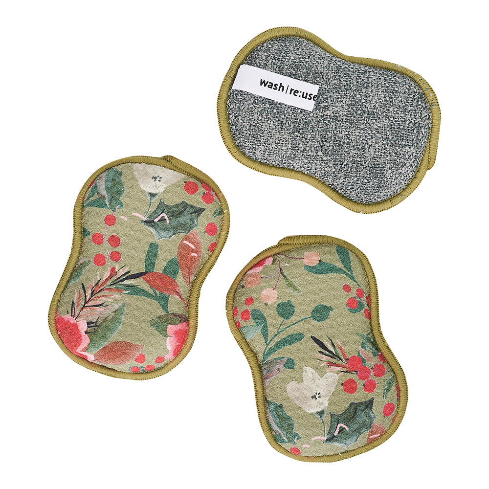 RE:usable Sponges (Set of 3) - Holiday Flora Sponges &amp; Scouring Pads Once Again Home Co.   