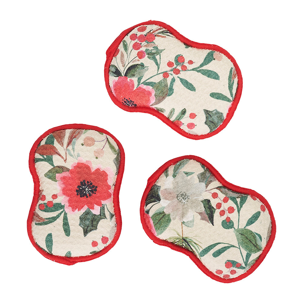 RE:usable Sponges (Set of 3) - Holiday Flora Sponges &amp; Scouring Pads Once Again Home Co. Cream  