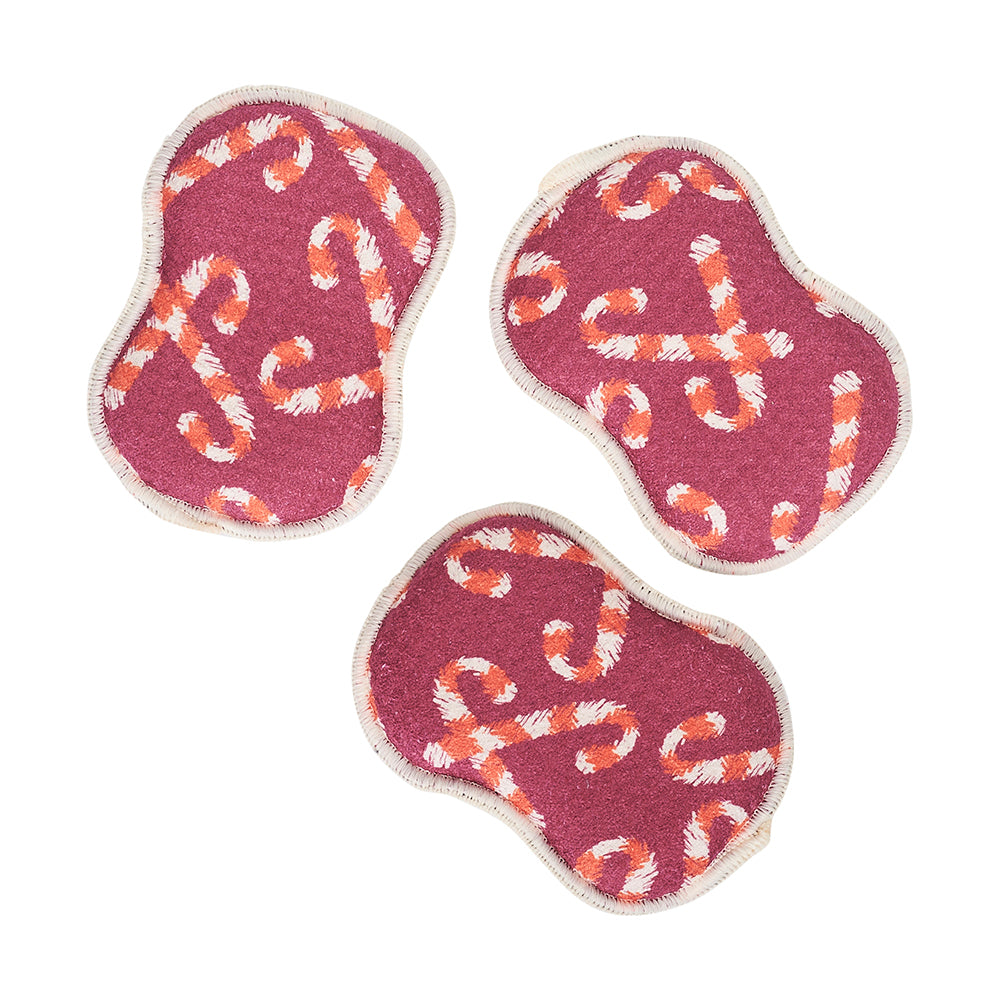 RE:usable Sponges (Set of 3) - ZW Candy Cane Sponges &amp; Scouring Pads Once Again Home Co. Red  