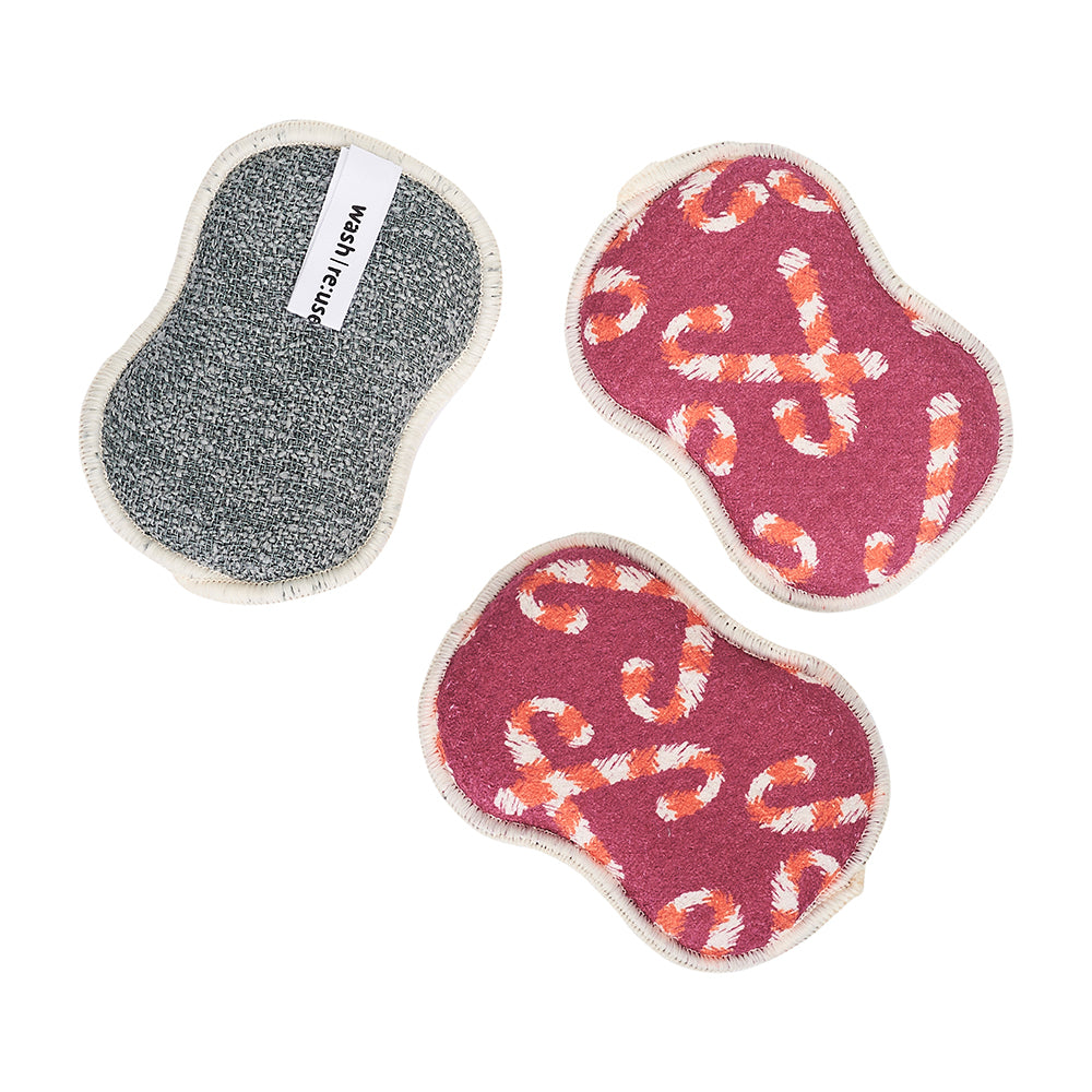 RE:usable Sponges (Set of 3) - ZW Candy Cane Sponges &amp; Scouring Pads Once Again Home Co.   