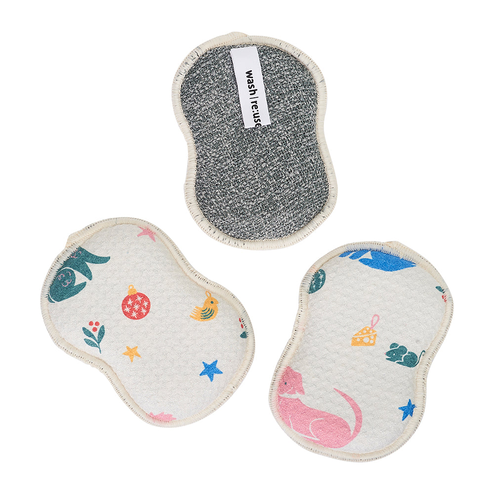 Assorted RE:usable Sponges (Set of 3) - Nuthatch Holiday Sponges &amp; Scouring Pads Once Again Home Co.   