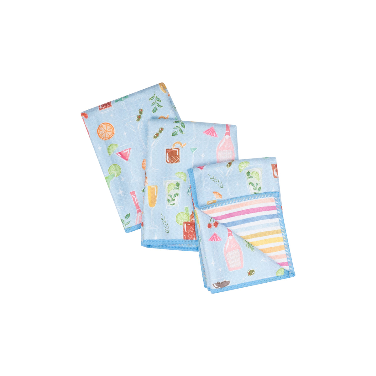 Mighty Mini Towel (Set of 3) Reversible - Iris &amp; Sea Happy Hour