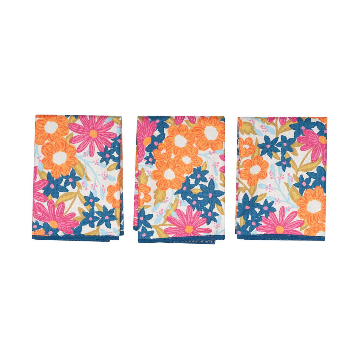 Mighty Mini Towel (Set of 3) Reversible - Iris &amp; Sea Mini Blooms