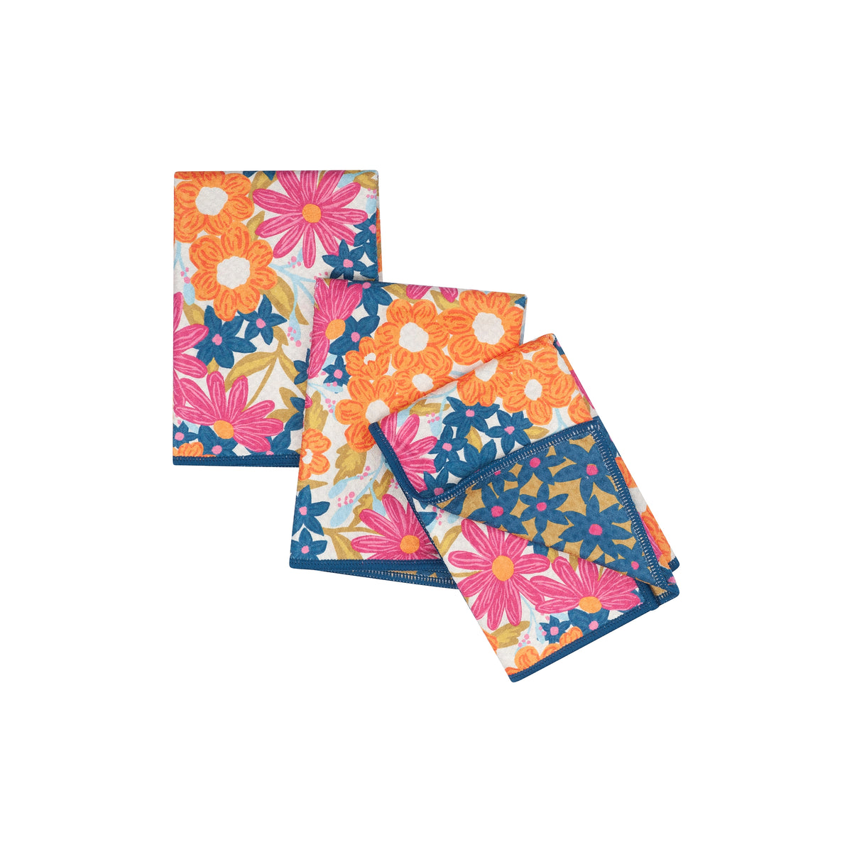 Mighty Mini Towel (Set of 3) Reversible - Iris &amp; Sea Mini Blooms