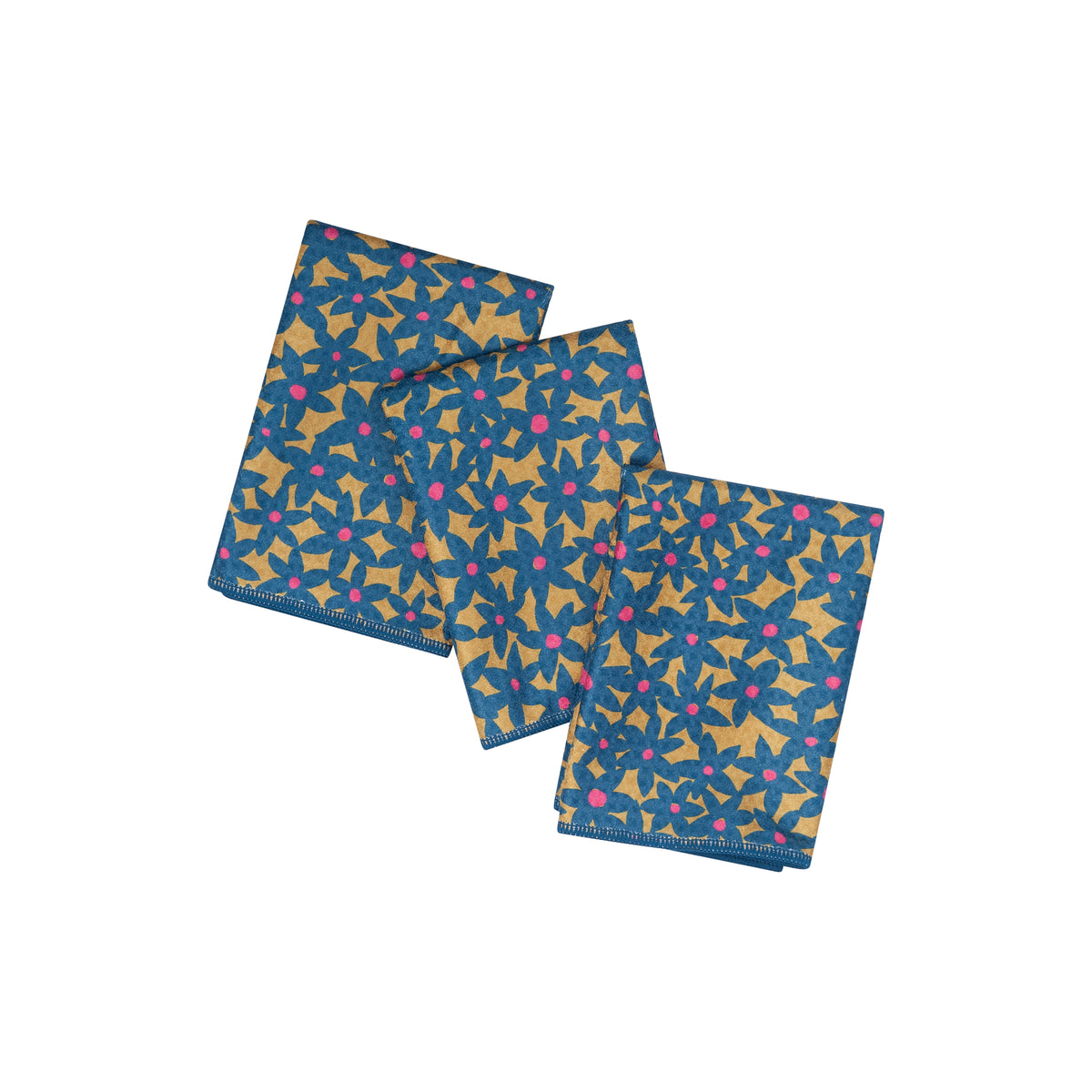 Mighty Mini Towel (Set of 3) Reversible - Iris &amp; Sea Mini Blooms