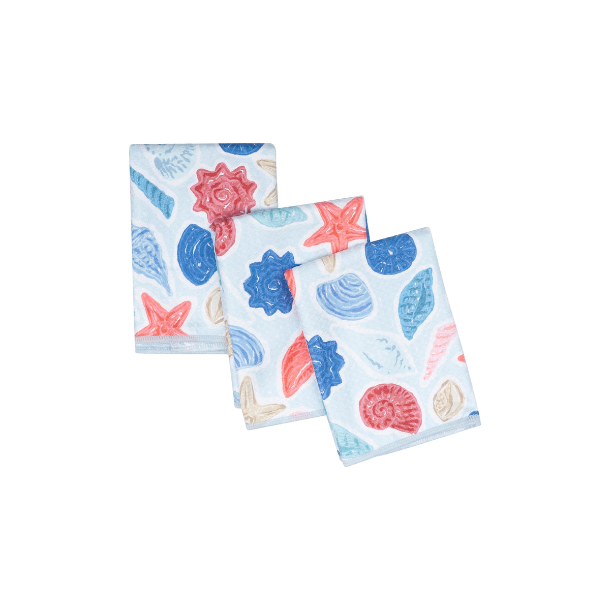 Mighty Mini Towel (Set of 3) Reversible - Iris &amp; Sea Seashell