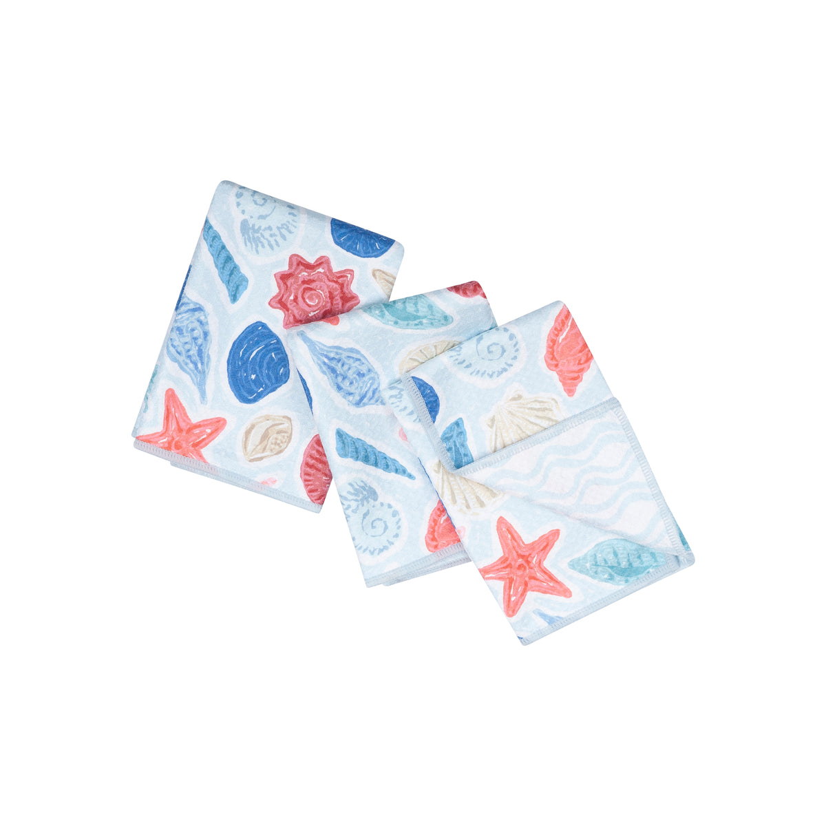 Mighty Mini Towel (Set of 3) Reversible - Iris &amp; Sea Seashell