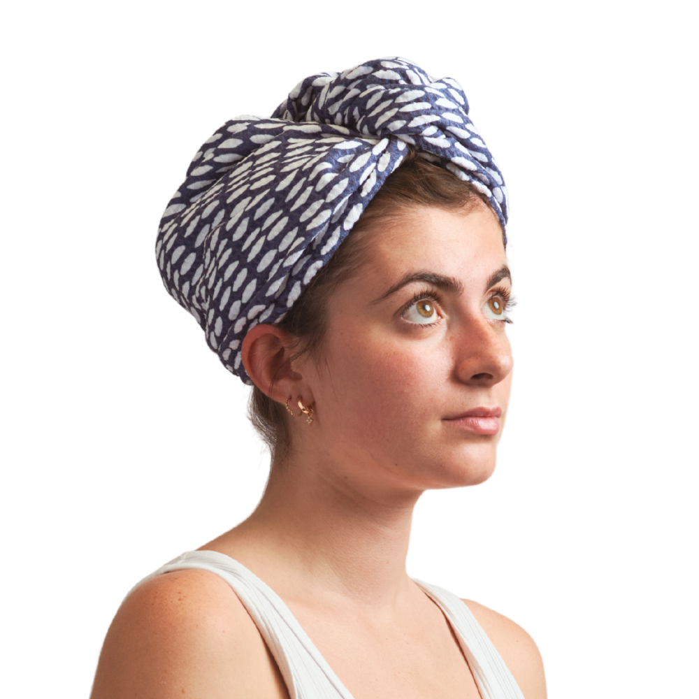 Hair Towel Wrap - Beans in Navy