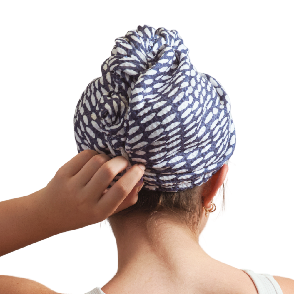 Hair Towel Wrap - Beans in Navy