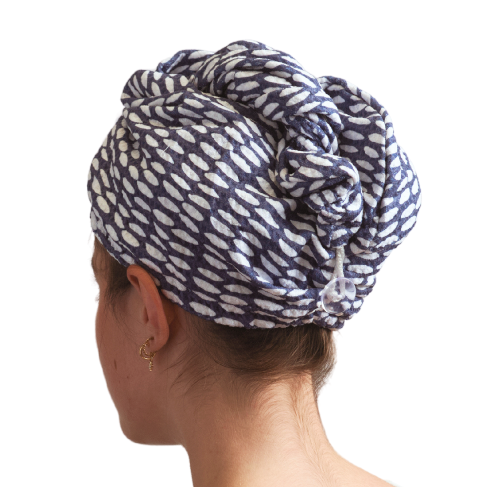 Hair Towel Wrap - Beans in Navy