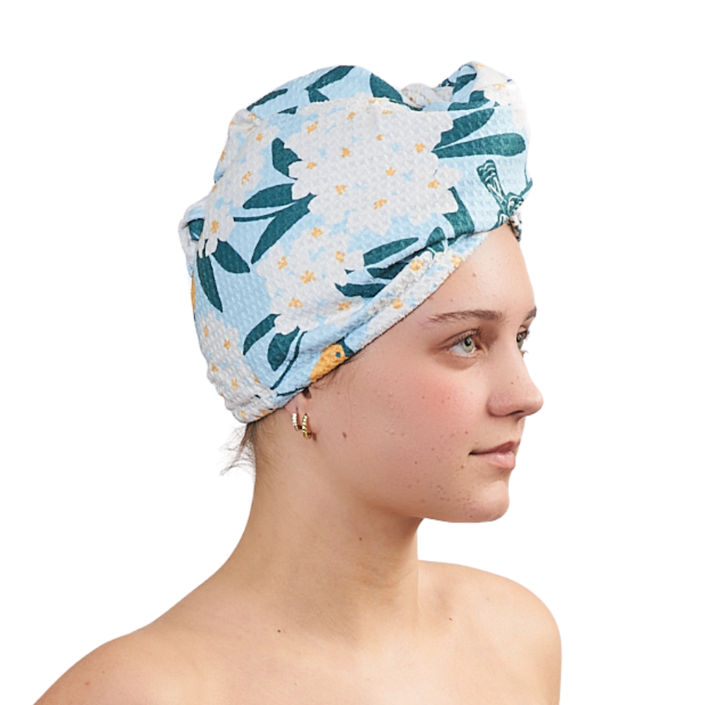 Hair Towel Wrap Double Sided - Nuthatch Birdsong