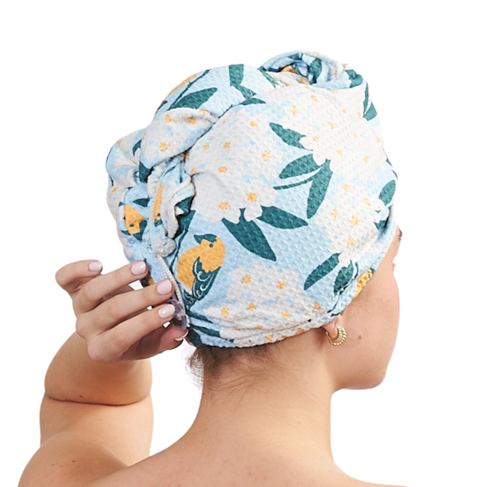 Hair Towel Wrap Double Sided - Nuthatch Birdsong