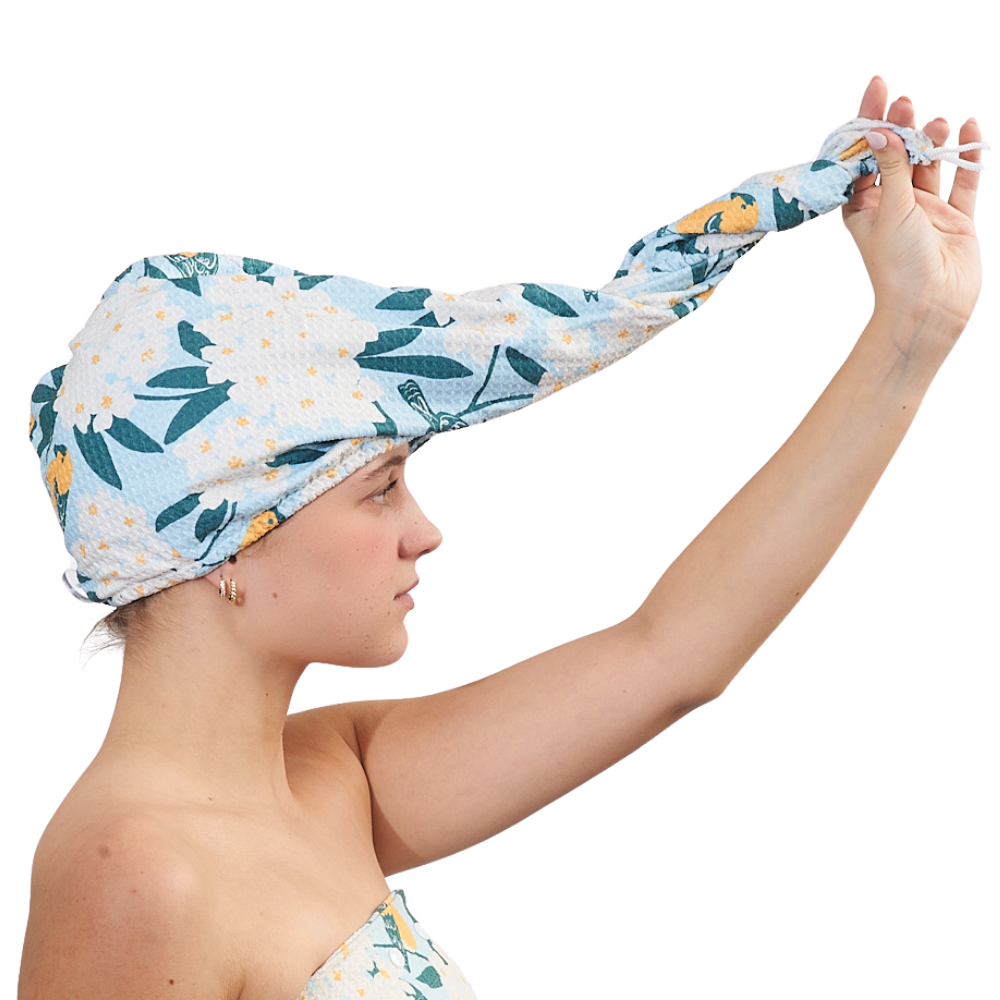 Hair Towel Wrap Double Sided - Nuthatch Birdsong