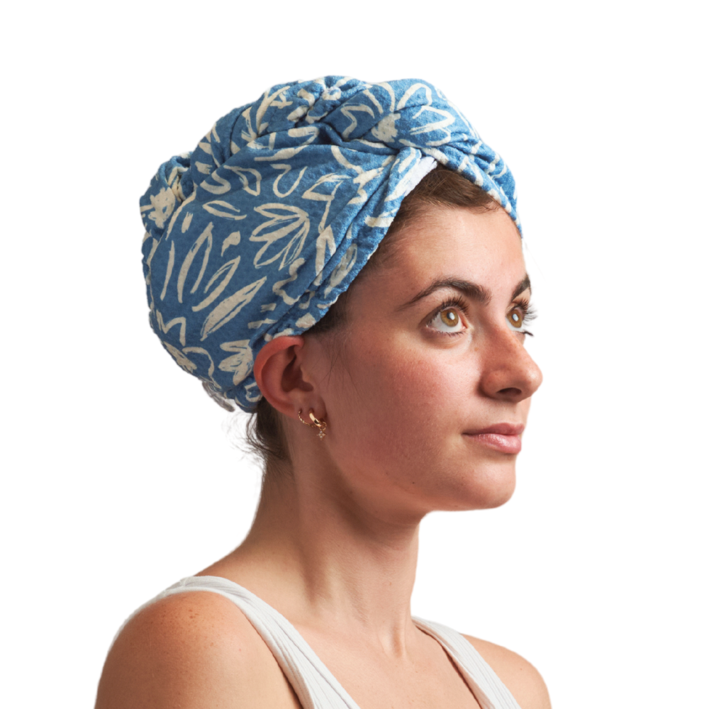 Hair Towel Wrap - Bloom in Blue