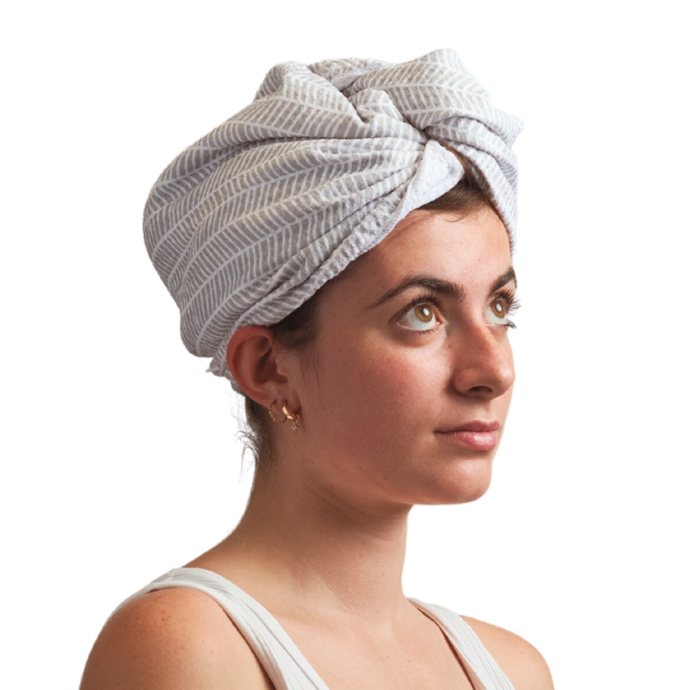 Hair Towel Wrap - Branches in Grey