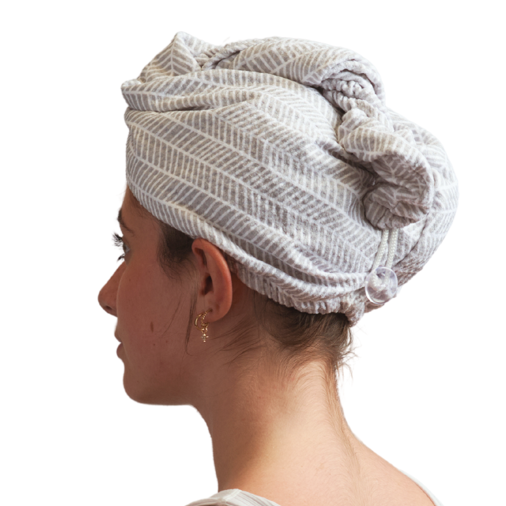 Hair Towel Wrap - Branches in Grey