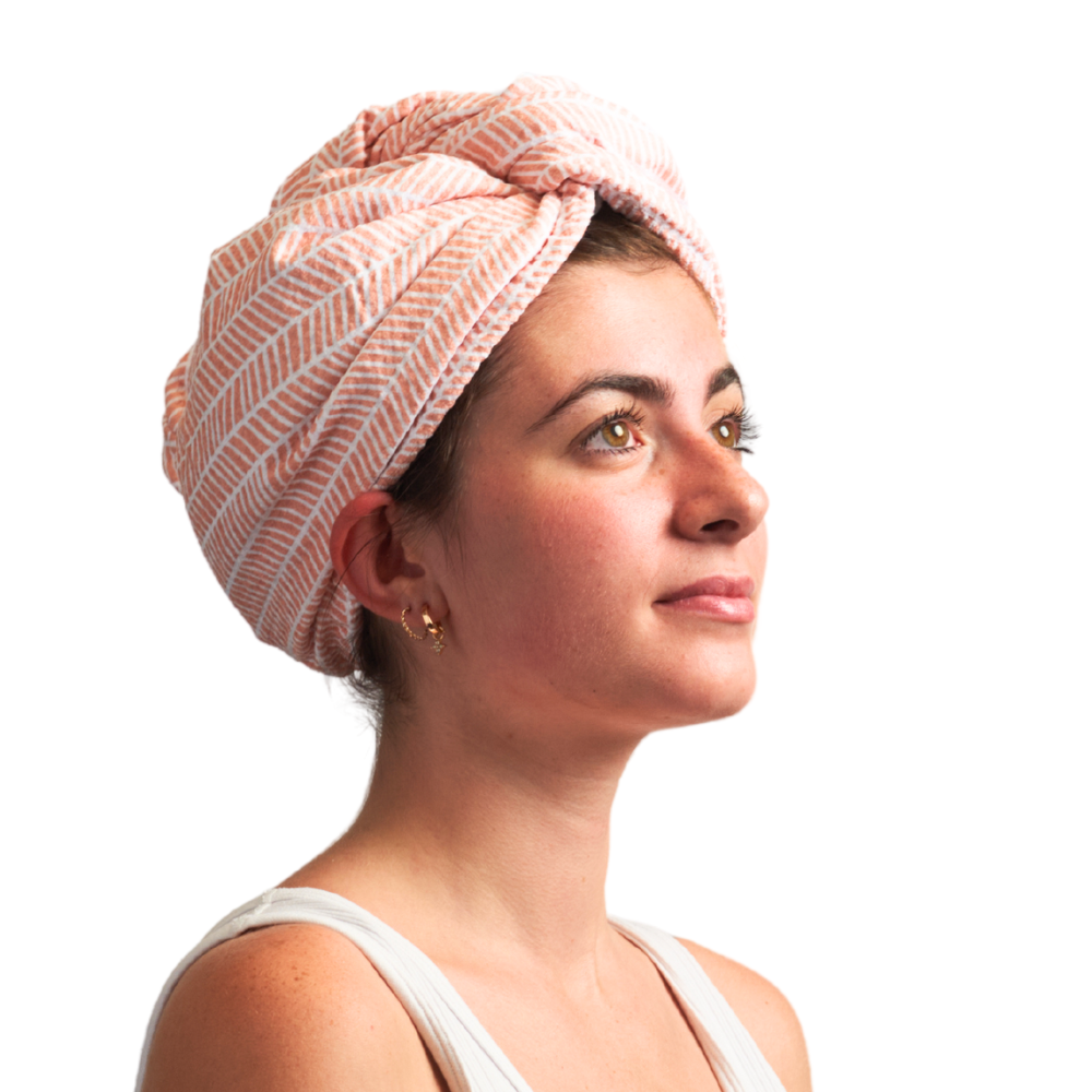 Hair Towel Wrap - Branches in Pink