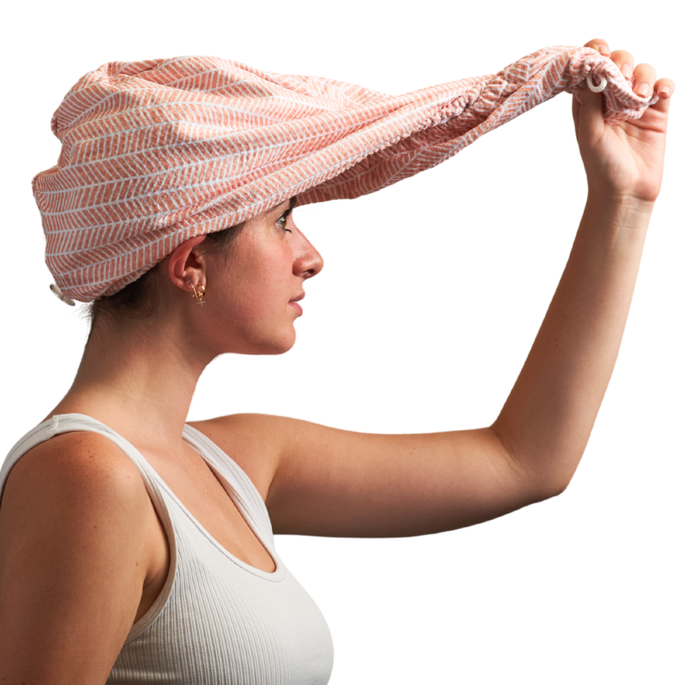 Hair Towel Wrap - Branches in Pink