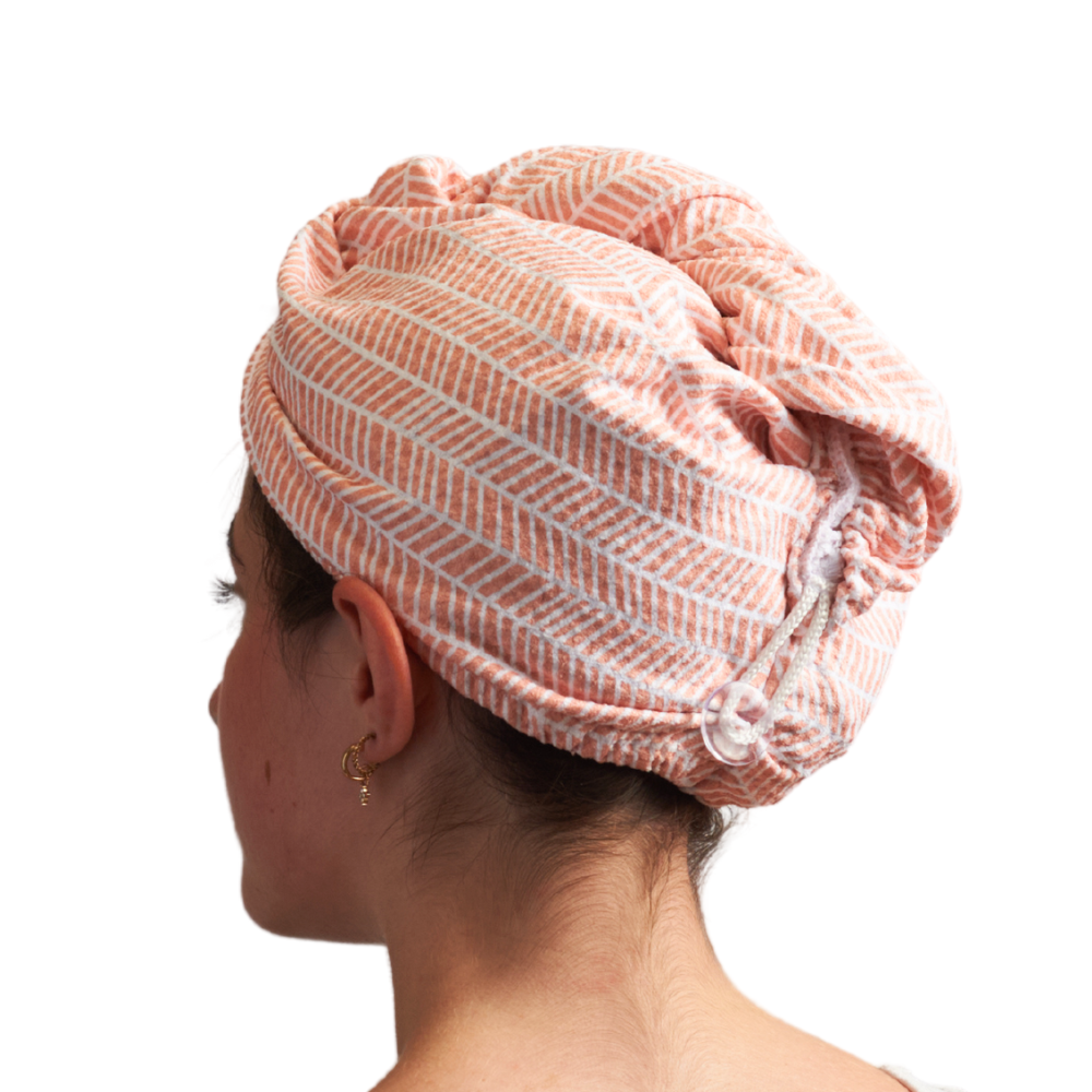 Hair Towel Wrap - Branches in Pink