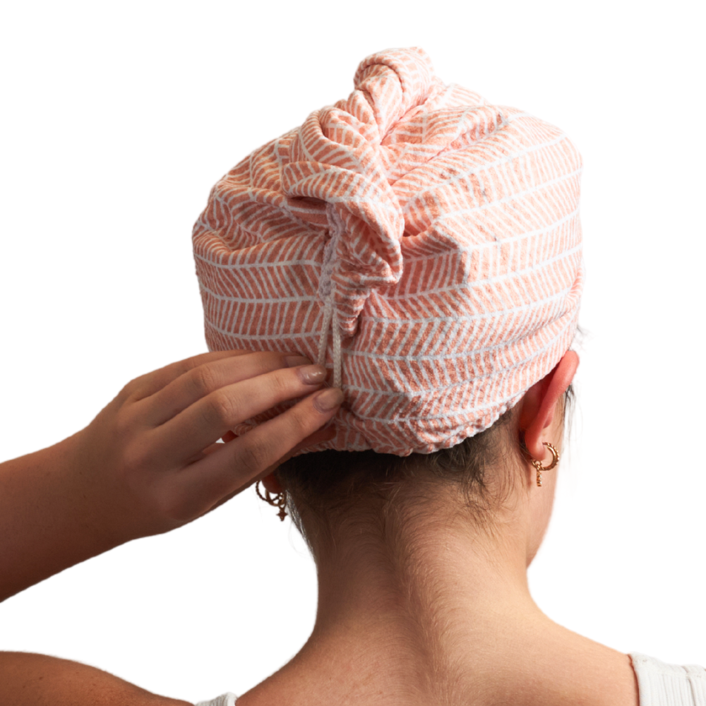 Hair Towel Wrap - Branches in Pink