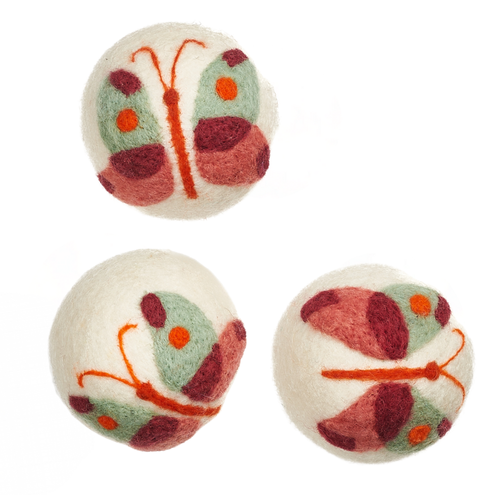 Wool Dryer Balls - Set of 3 HJ Butterfly