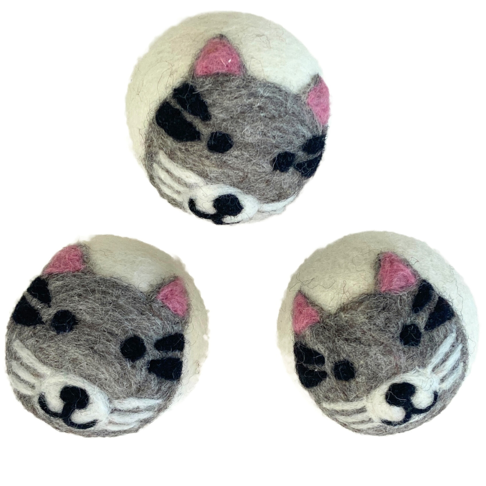 Wool Dryer Balls - Set of 3 Cat