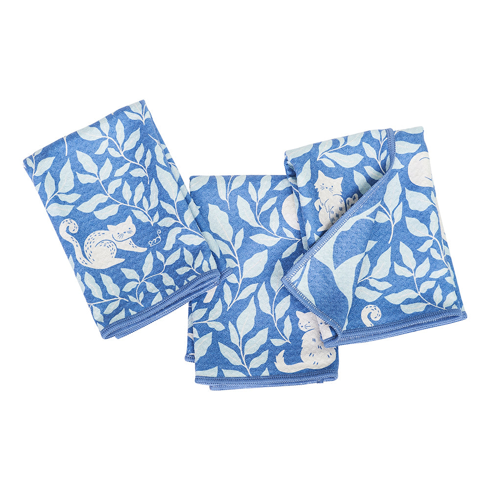 Mighty Mini Towel (Set of 3) Reversible - Nuthatch Cat Club