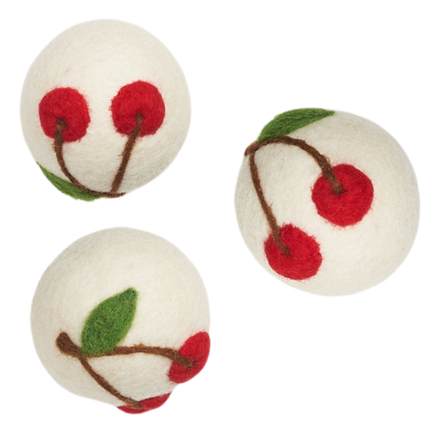 Wool Dryer Balls - Set of 3 ME Cherry