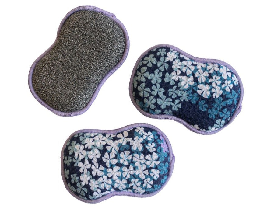 Assorted RE:usable Sponges (Set of 3) - Hydrangea Sponges &amp; Scouring Pads Once Again Home Co.   