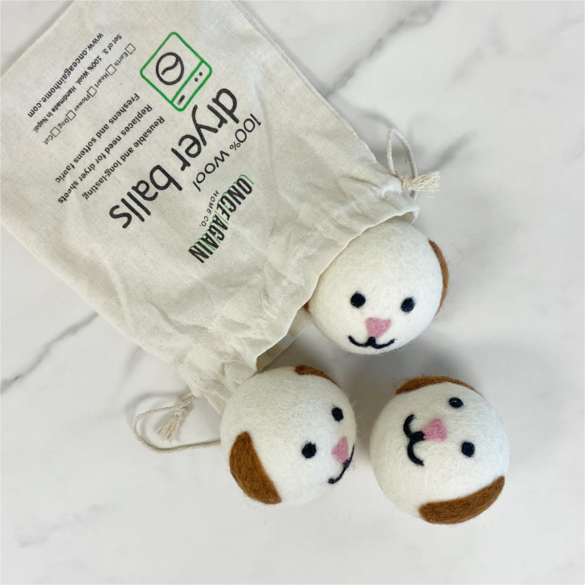 Wool Dryer Balls - Set of 3 Dog  Once Again Home Co.   