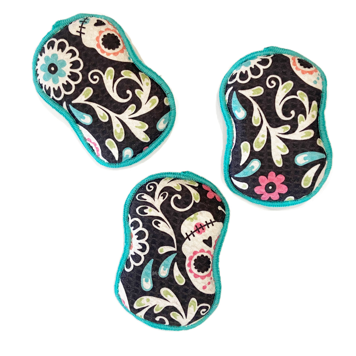 RE:usable Sponges (Set of 3) - HJ Sugar Skull Sponges &amp; Scouring Pads Once Again Home Co. Black  