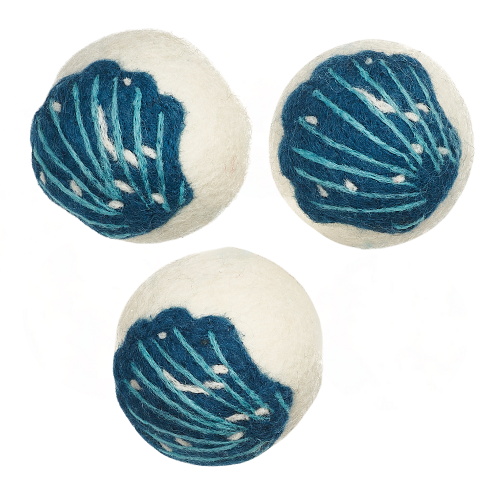 Wool Dryer Balls - Set of 3 Iris &amp; Sea Seashell