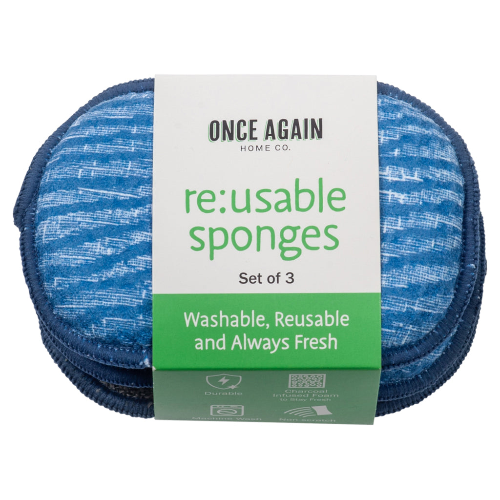 Assorted RE:usable Sponges (Set of 3) - Serenity and Waves Sponges &amp; Scouring Pads Once Again Home Co.   